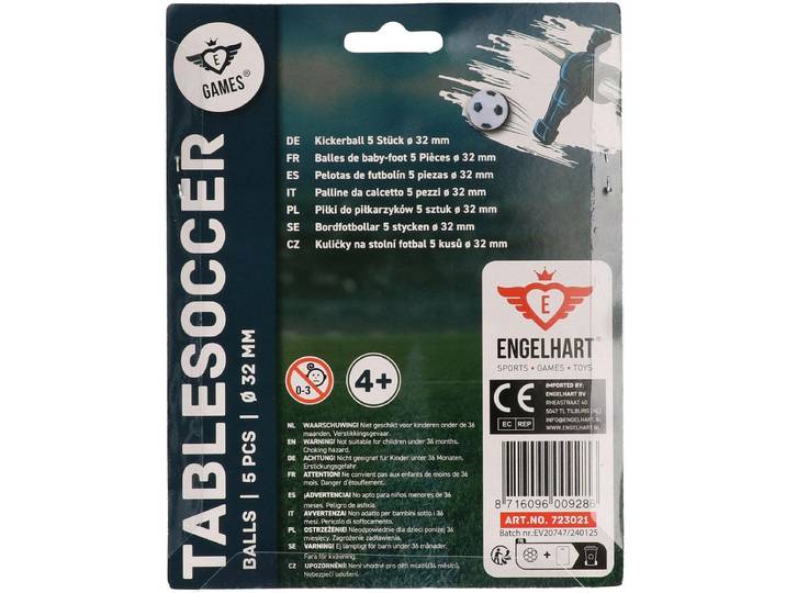 Longfield Tafelvoetbalballen - Set van 5 - 32 mm - Zwart/Wit (5 stuks)