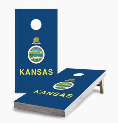 Skip's Garage Kansas State Flag Cornhole Boards