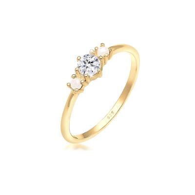 Verlobungsring ELLI "Glas Kristalle Synthetische Perle Weiß 925 Sterling Silber" Gr. 56, gold, Fingerringe, Damen, 56mm, Silber 925 (Sterlingsilber), 1mm, Verlobungsring