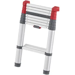 Guenzburger, Leiter + Gerüst, 115409 Aluminium eloxiert Kunststoff Stufen-Teleskopleiter Arbeitshöhe max. (264 cm)