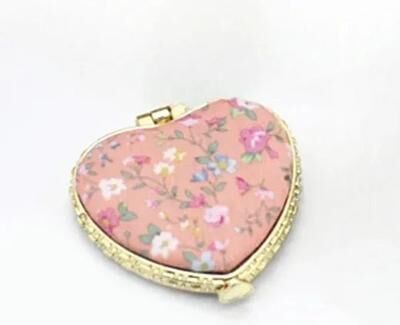 Uplift Picks Vintage Floral Compact Mirror Two Sided Folding Makeup Mirror pink (heart)