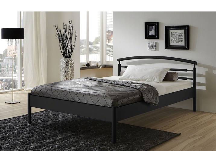 Metallbett Iris , mit Kopfteil , schwarz , 120x220