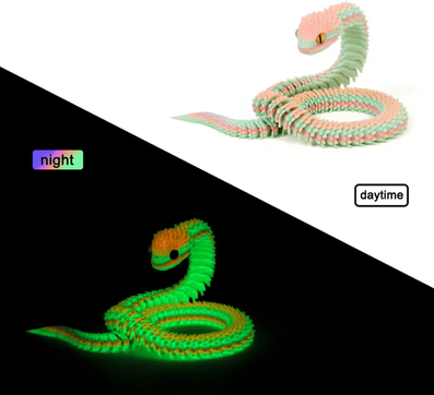 Inspire Curations Glow in the Dark Articulated Snake Figurine Articulated Snake Toy 3D Printed Snake For Home & Office Decor a glow 30cm