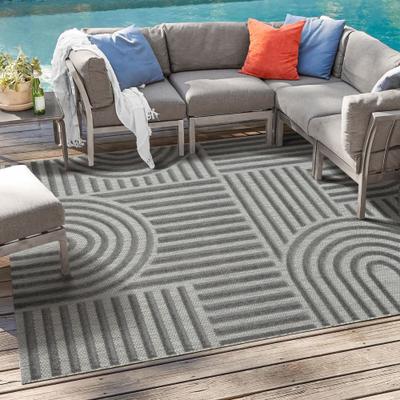 Teppich SANAT "Berlin 1, auch als Läufer und in Rund", grau, B:80cm H:6mm L:200cm, Kunstfaser, Teppiche, Teppich, In -und Outdoor geeignet, Außenbereich, Terrasse, Balkon, auch Läufer