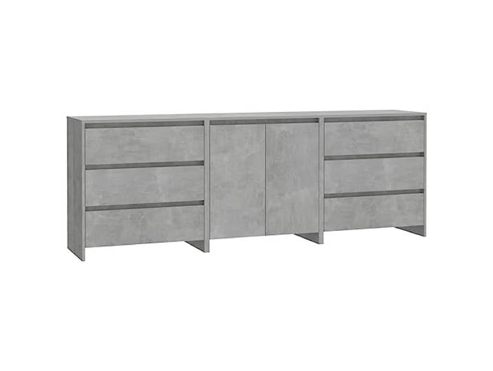 vidaXL 3-TLG. Sideboard Betongrau Holzwerkstoff