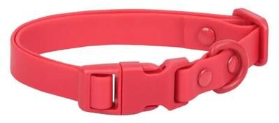 Inspire Select Waterproof Adjustable Dog Collar Elastic PVC Pet Collar With Quick Release Safety Buckle For Outdoor Use red l