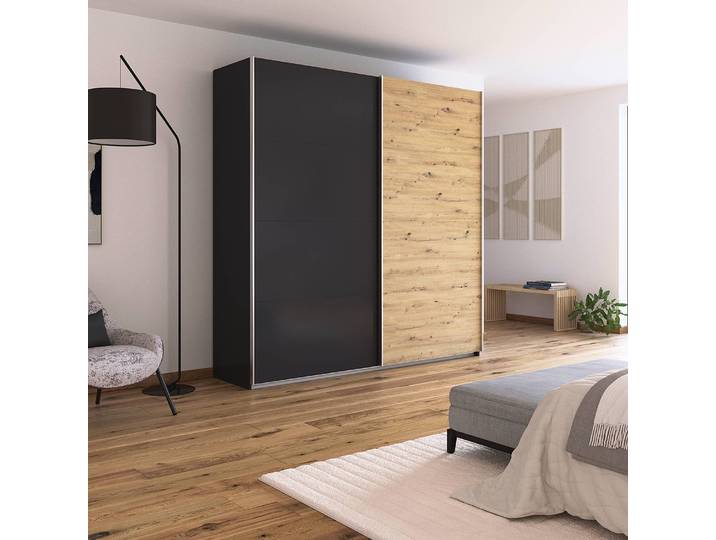 Armoire - Bicolore 226cm Gris/Gris métallisé