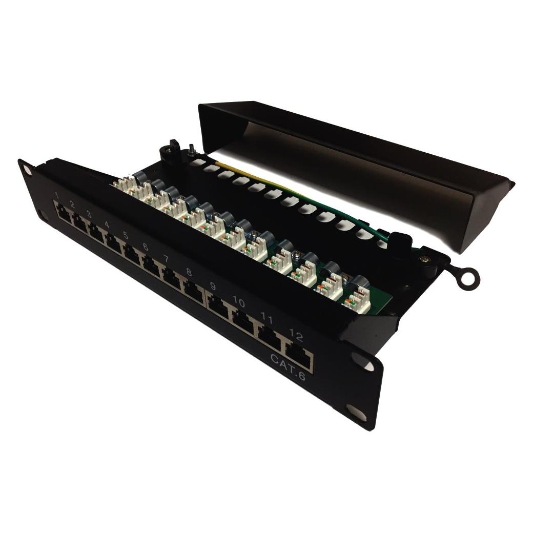 XtendLan 10" Patch panel 12port, STP, Cat6, krone, černý (PP0-12C6S-LSA-HG)