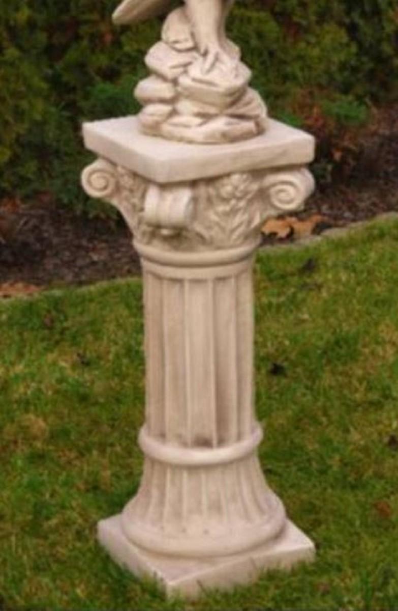 Casa Padrino Barock Säule Beige H. 76 cm - Prunkvolle Gartensäule im Barockstil - Gartendeko Stein Säule - Barock Garten & Terrassen Deko Accessoires