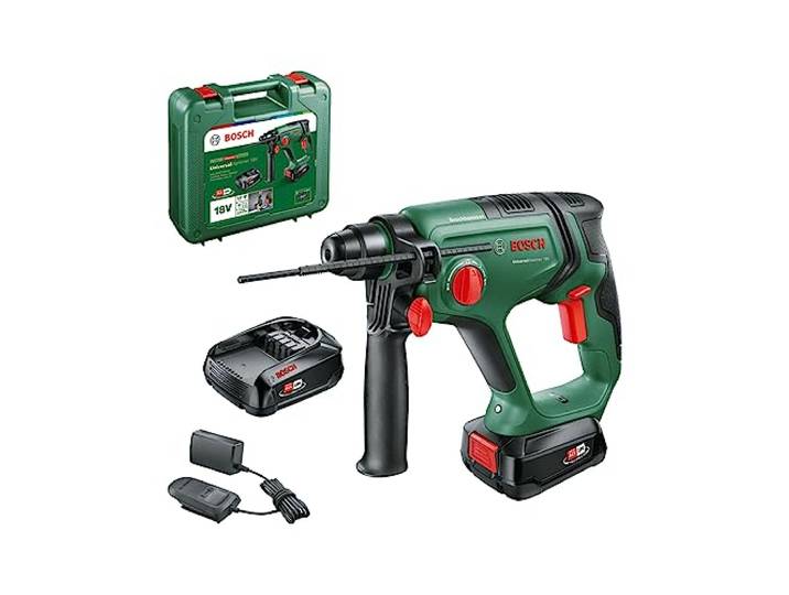 Bosch Akku-Bohrhammer UniversalHammer 18V (2x Akkus 2,5 Ah; 18 Volt System; zum Bohren, Hammerbohren, Meißeln und Schrauben; im Koffer)