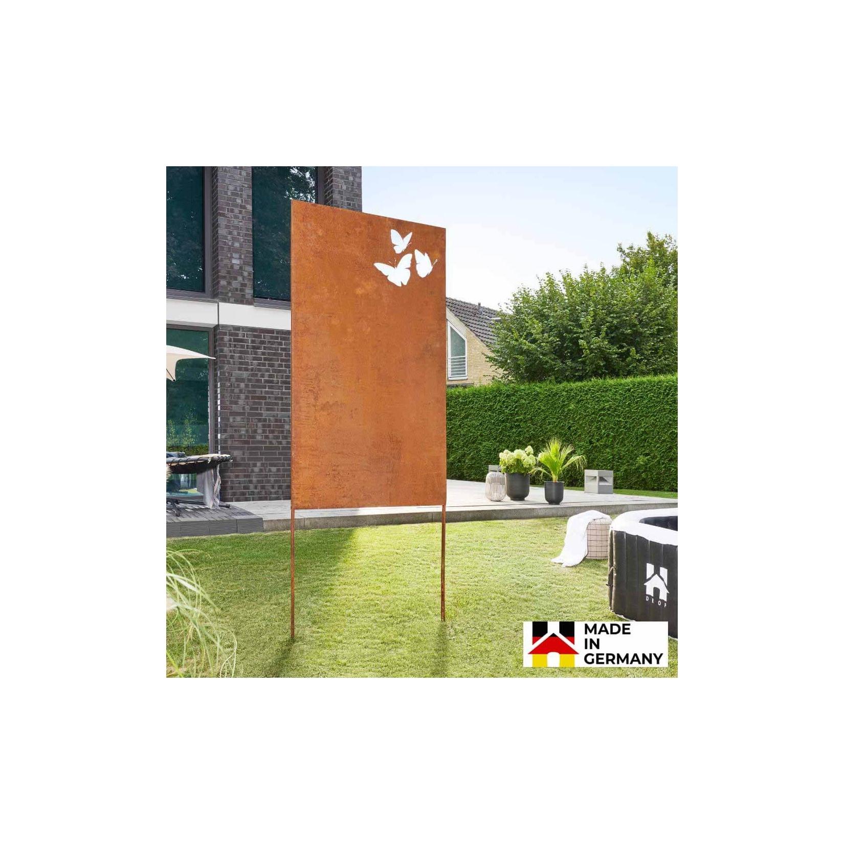 HOME DELUXE Sichtschutz aus Qualitätsstahl BUTTERFLY - Rostoptik - Made in Germany
