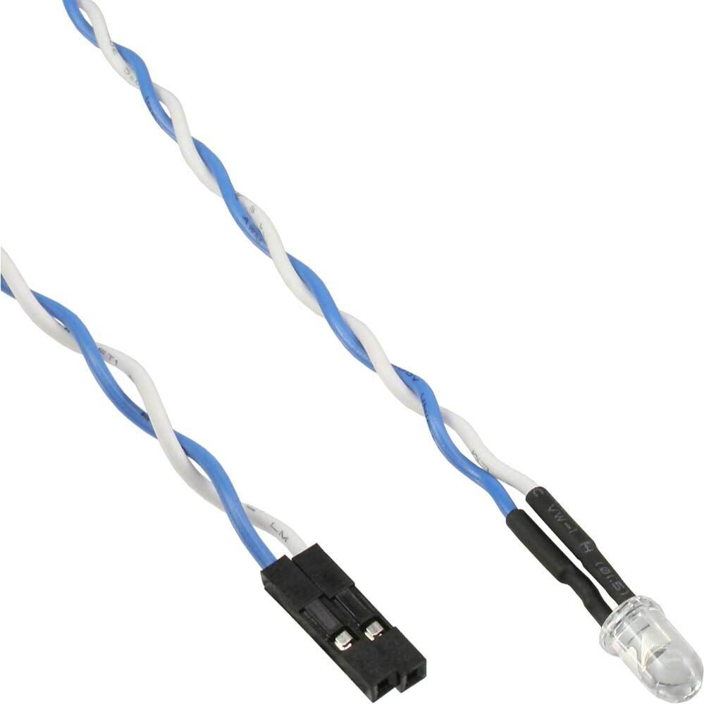 InLine 59910A HDD-LED en Power-LED voor moederbord, blauw, 5 mm, 0,8 m