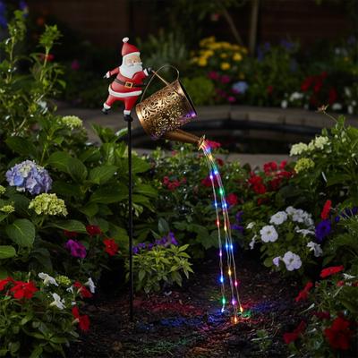 Retailers Go Outdoor Solar Lanterns Watering Can Lamp, Christmas Santa Solar Kettle String Light colorful Lights