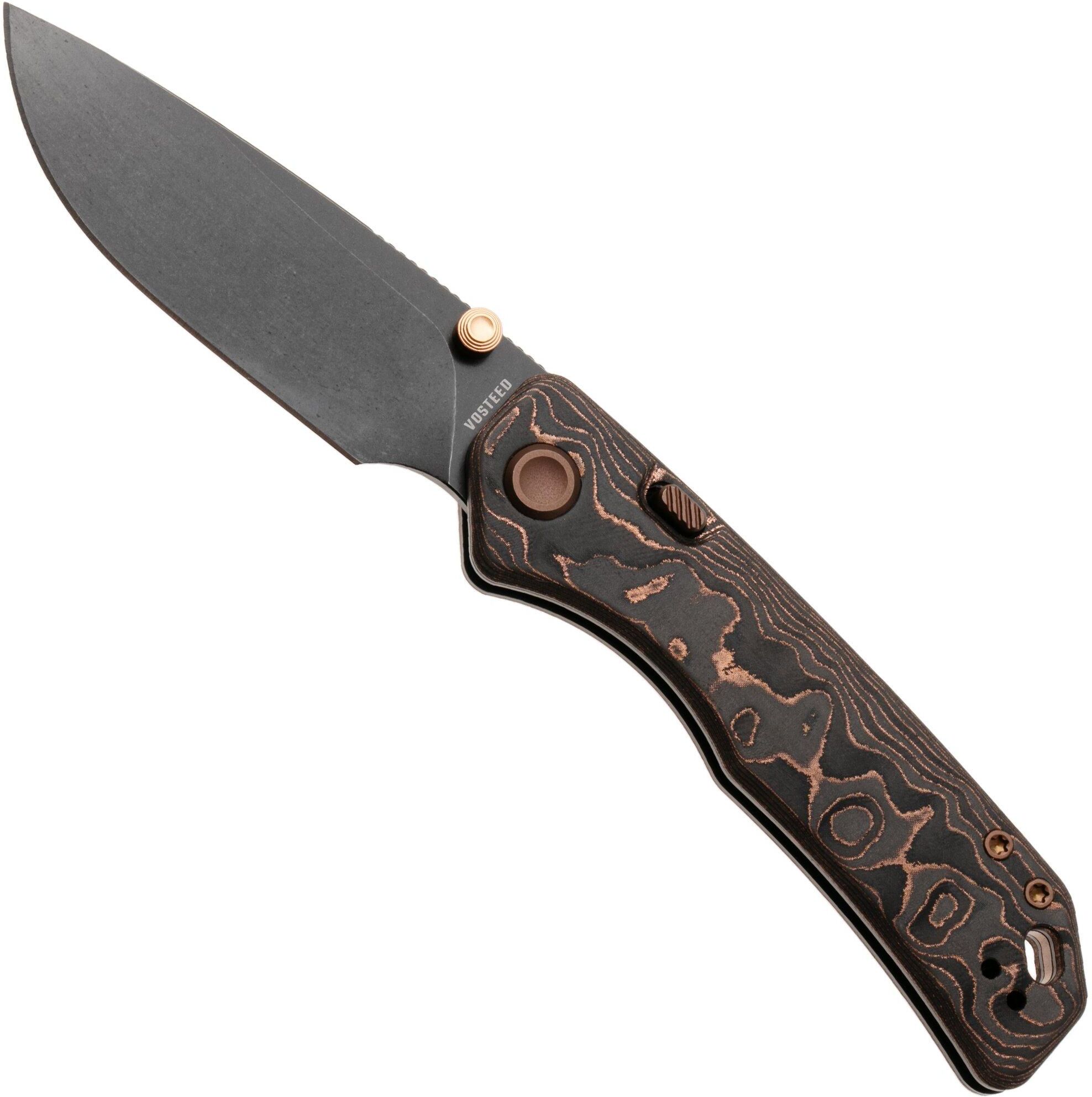 Nóż składany Vosteed Marten 330 A1619 Blackwashed 154CM, Copper Carbon Fiber