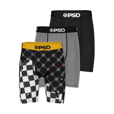 Boxershorts PSD "3 PACK - CHECK DRIP Herren", Herren, Gr. L, schwarz (multi), 90% POLYESTER, 10% ELASTHAN, Unterhosen