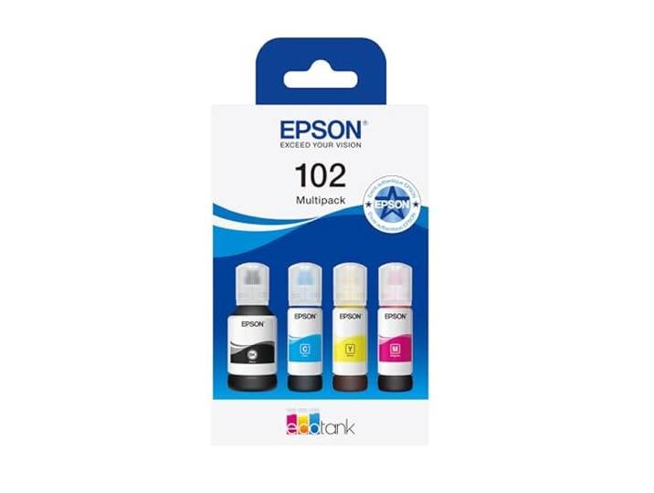 Epson EcoTank 102 Bouteilles d’Encre Authentiques Multipack Couleur 4x - Noir\, Cyan\, Magenta\, Jaune Qualité De Marque Pour Des Résultats Optimaux