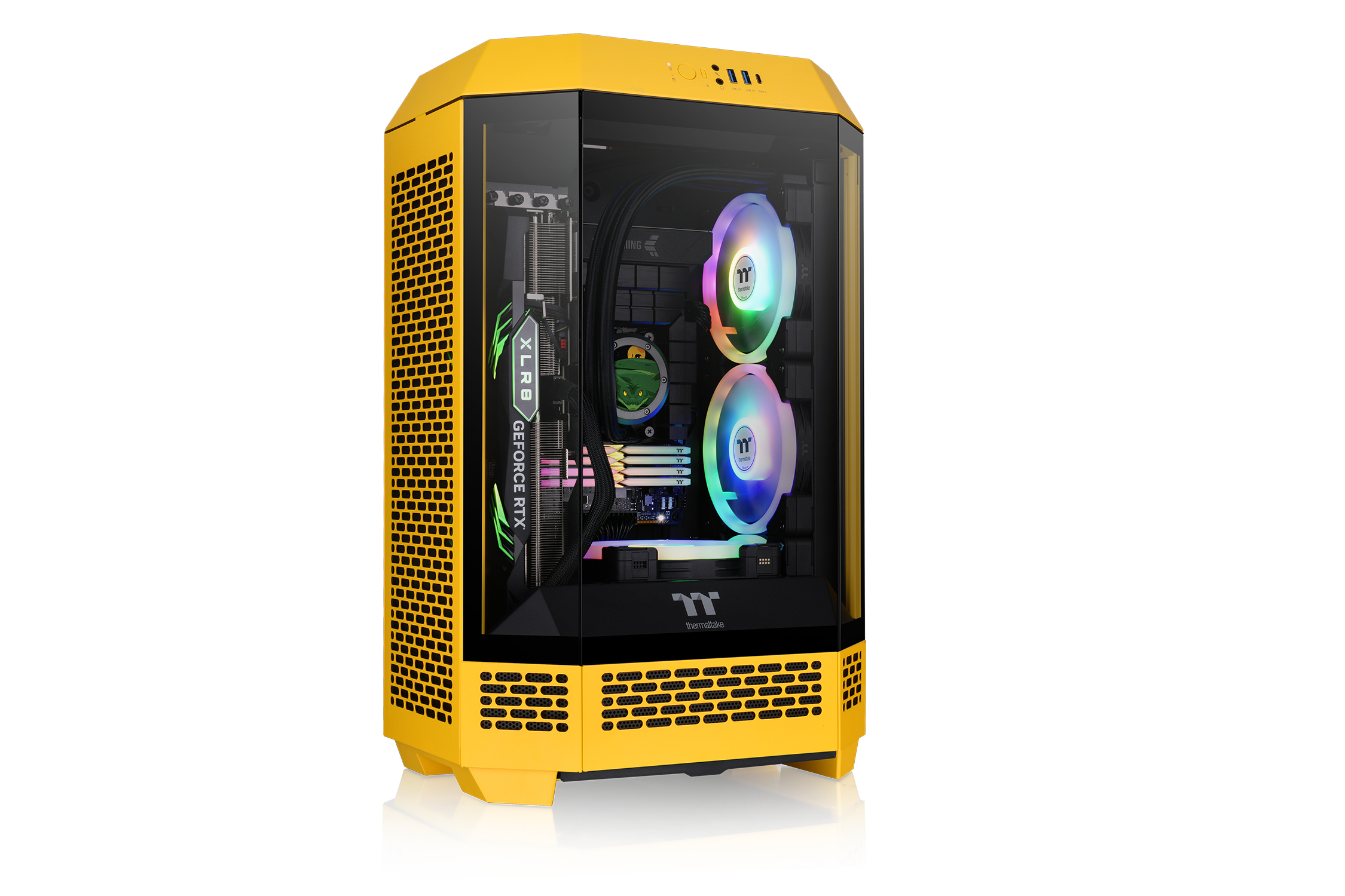 Thermaltake The Tower 300 Gaming PC Gehäuse Micro-Tower Gelb Seitenfenster