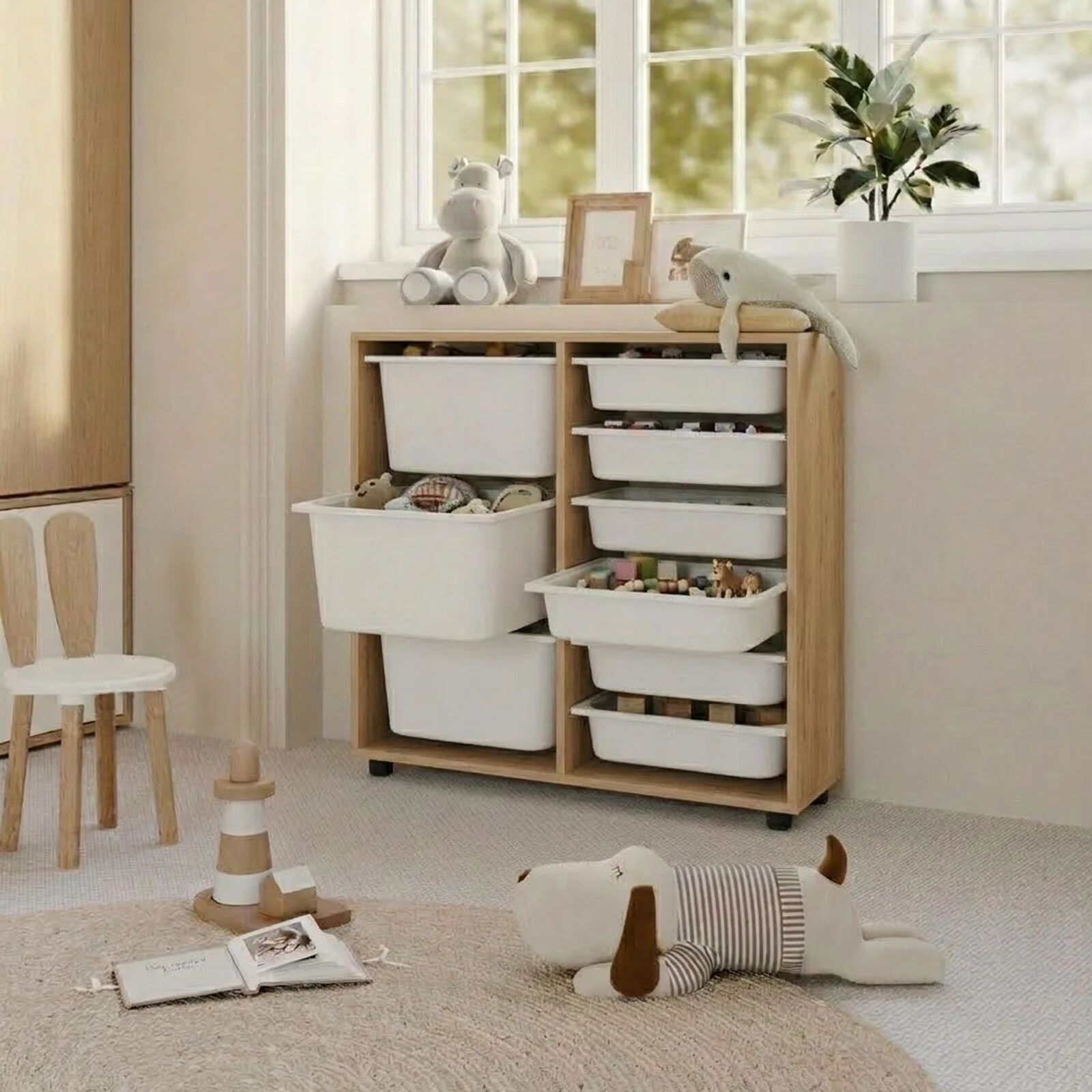 garneroarredamenti Mobile portagiochi 89x85h cm cassettiera multiuso rovere Fast Concordia