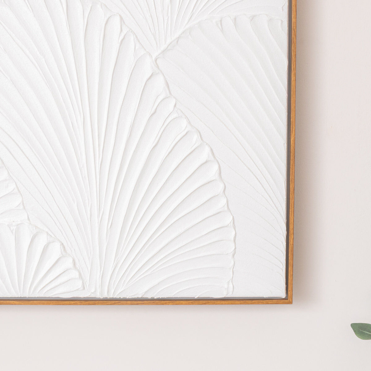 Extra Large White Ginkgo Textured Wall Art - 55cm x 80cm Wood, Metal