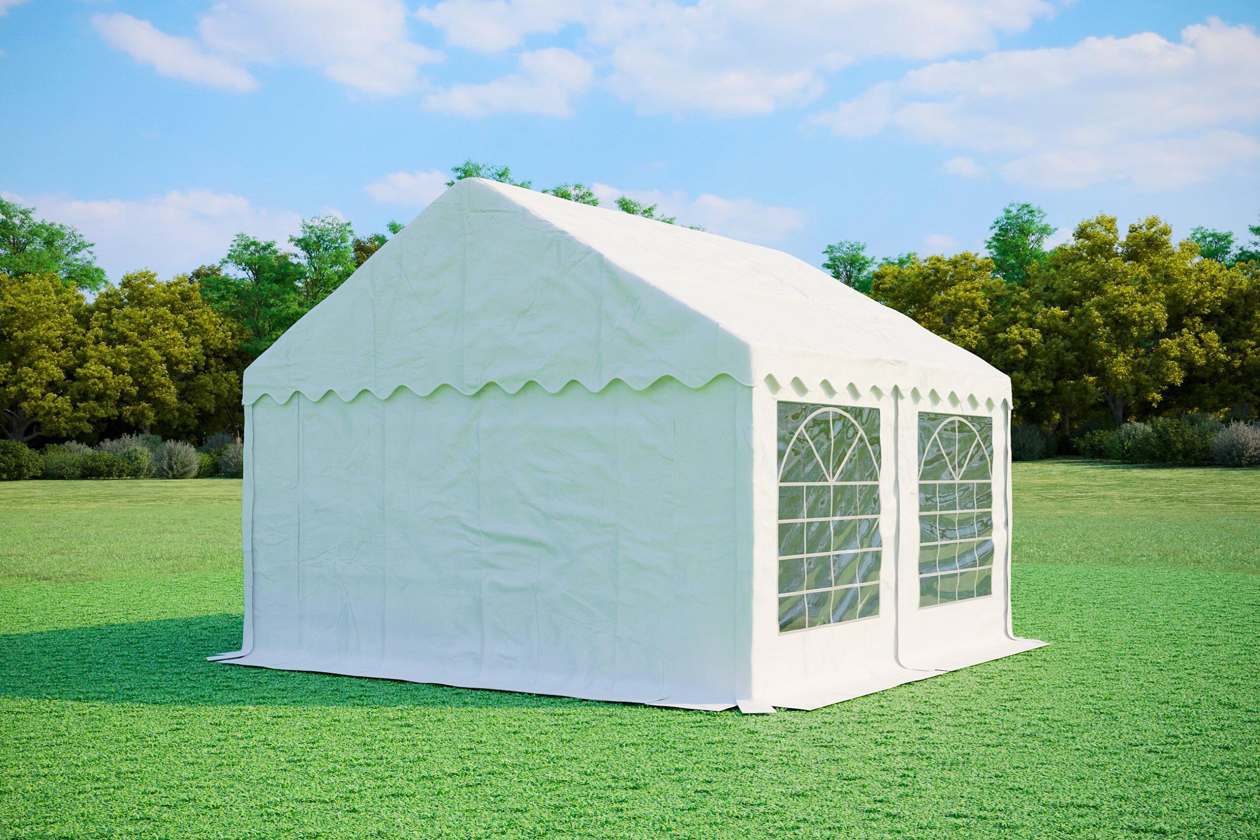 Partyzelt 4x4m - PVC PREMIUM Feuerfest - Weiß