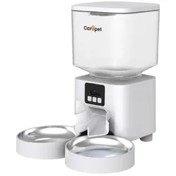 Carepet Futterautomat W01K-2, 4,5 Liter, doppelter Edelstahlnapf (450 cl), Futternapf