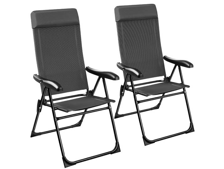 Chaise de camping pliable MÜRITZ en aluminium avec appui-tête - Lot de 2