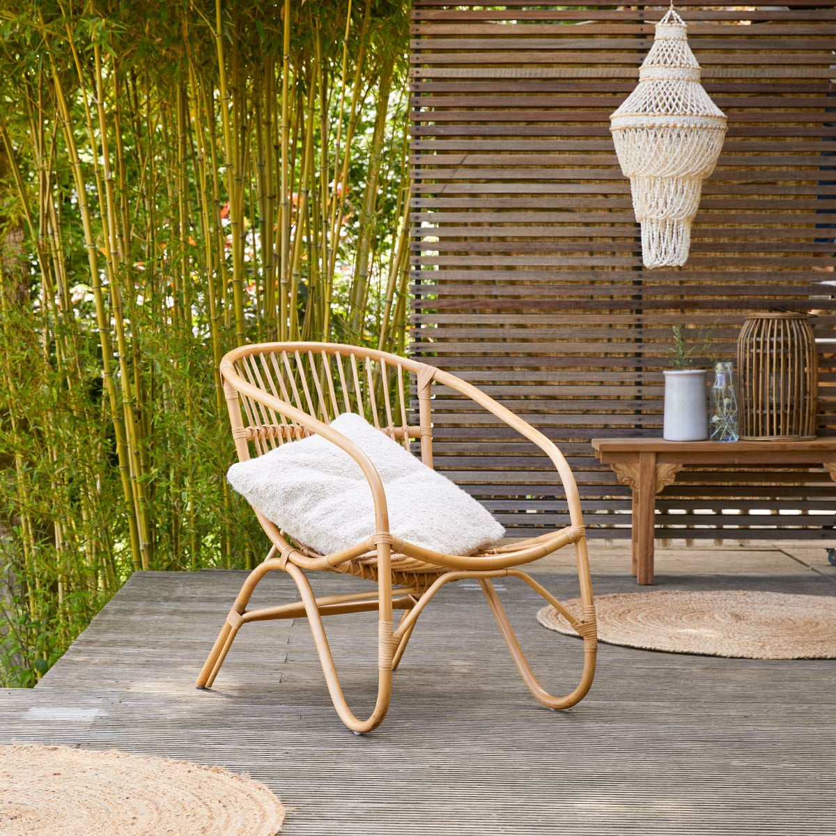 Tikamoon Rotan tuinstoel Vintage Rattan met armleuningen - Naturel