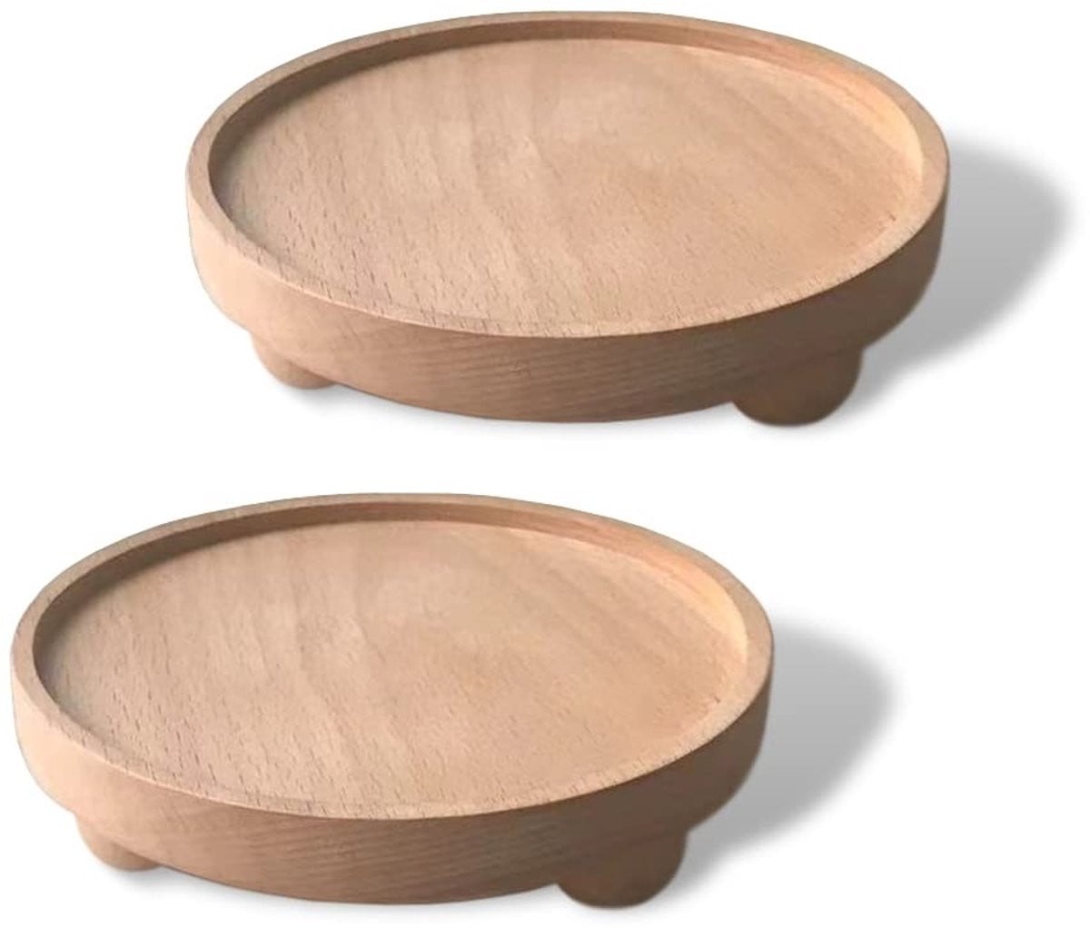 Dailygoods Houten Dekobord Set van 2 - Handgemaakt Beukenhout Dienblad