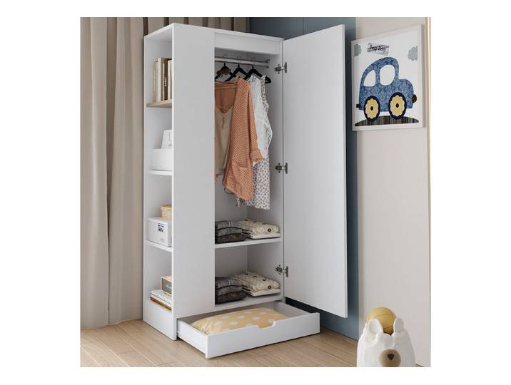 Flieks Kleiderschrank Eintür-Design Kleiderschrank 70x40x170cm mit Einlegeboden & Schublade
