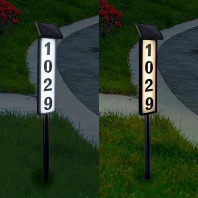 Solar Outdoor Address Sign With Stake And LED Illumination Solar Outdoor Address Sign With Stake And LED Illumination