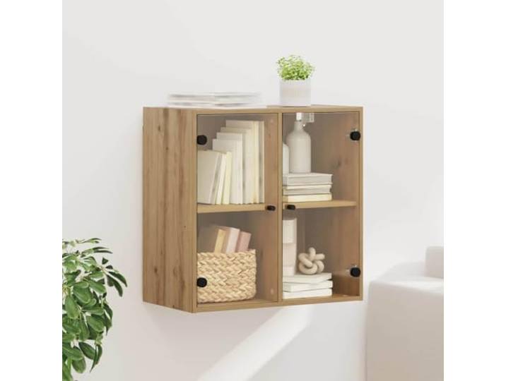 Wandschrank aus Holzwerkstoff Artisan-Eiche 68 x 37 x 68,5 cm mit Glastüren Holzwerkstoff, Artisan-Eiche, Glastüren, wandmontiert, platzsparend, pflegeleicht, moderne Optik