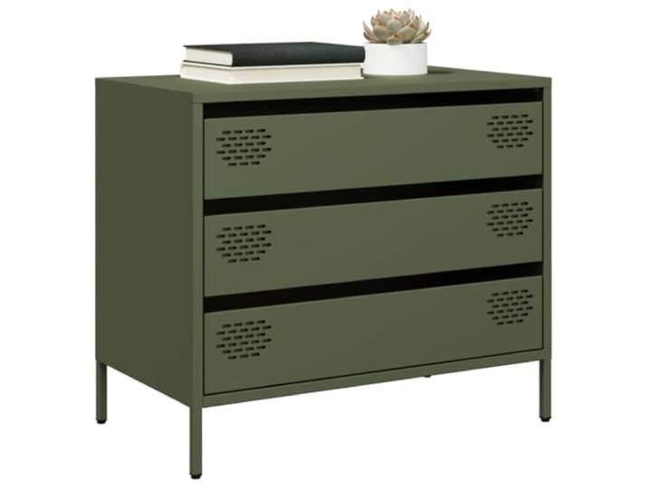 HEFZGDB Sideboard Olivgrün 68x39x58,5 cm aus kaltgewalztem Stahl, pflegeleichtes Sideboard für Zuhause mit Schubladen für Stauraum, vielseitiges für Wohnzimmer und Flur, Robustes