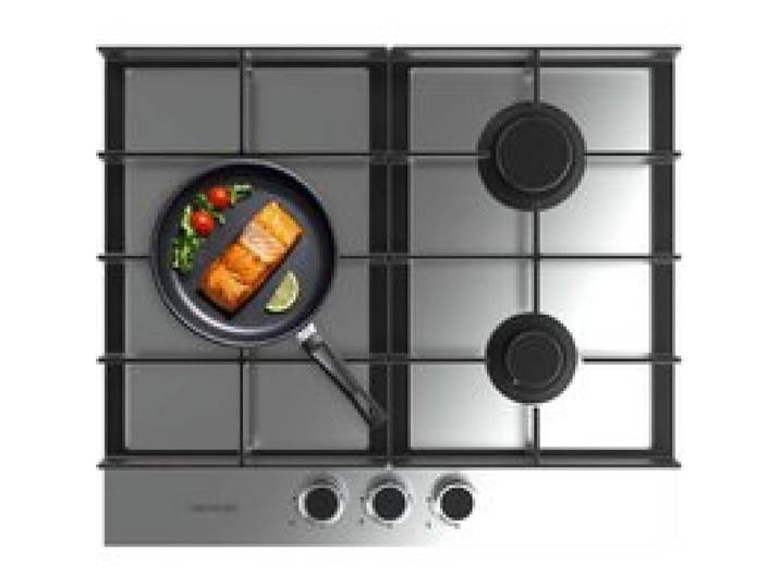 Cecotec Plaque de Gaz 3 Feux Bolero Squad G 3400F Inox 6 2kW Acier Inoxydable Grilles en Fonte Brûleur WOK Triple