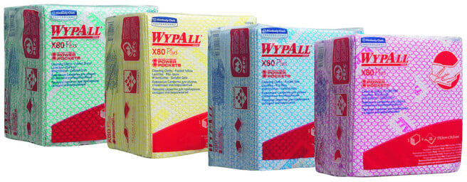 WYPALL X80 Plus Chiffons pliés bleus 240 pièces paquet (19139)