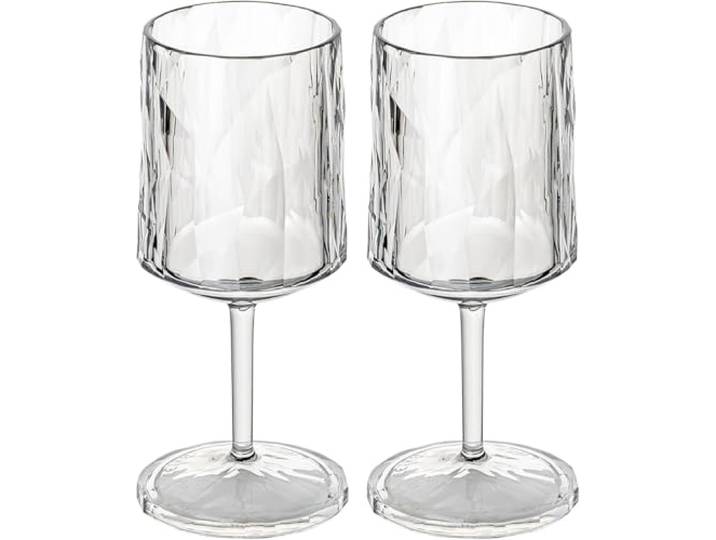 koziol Superglas Club No. 21\, Lot de 2\, 250 ml\, Verre à vin avec pied en plastique cristal clair\, luxueux\, incassable\, réutilisable\, fête\, camping\, set de 2