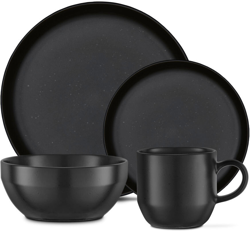 Tower Luna Stoneware Dinnerware Set 16 Piece - Service for 4 Black 16