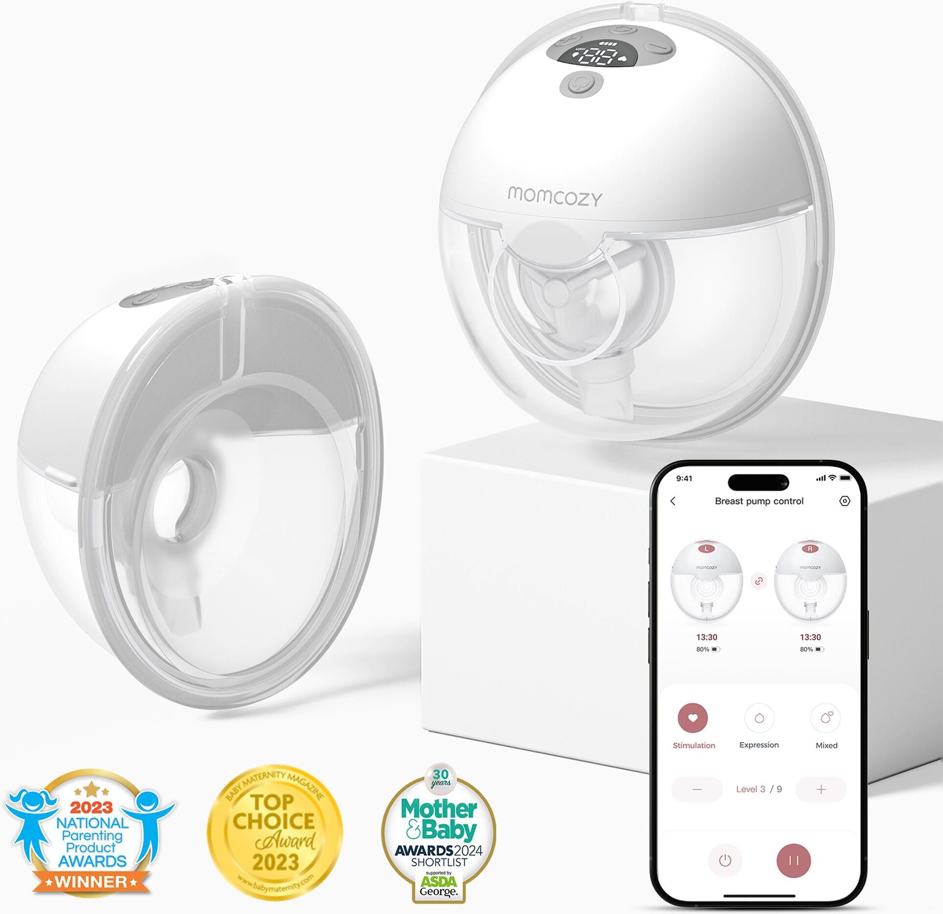 MOMCOZY Sacaleches manos libre M5 Smart doble. Blanco