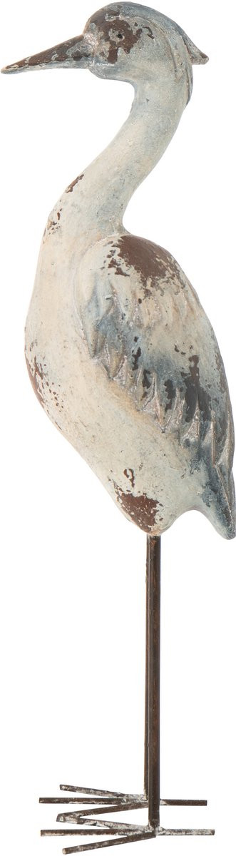 J-Line Decoratie Vogel Antiek - Blauw/Wit - Polyresin - Large
