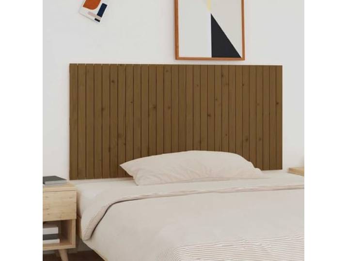 Das Kopfteil des Bettes aus massivem Kiefernholz, honigbraun, 185x3x90cm, Wandmontage bietet eine perfekte Rückenstütze beim Lesen oder Fernsehen.
