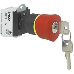 Baco Not Aus Schalter L22GR01B Front Kunststoff, Schwarz, mit Statusanzeige 600 V 10 A IP69K 1 St., Schalter + Taster, Rot