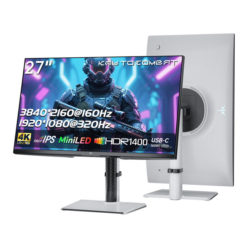 KTC M27P6 27 inch Mini LED Gaming Monitor - Dual Mode 4K 160Hz & FHD 320Hz - Fast IPS, HDR1400, 1ms GTG, KVM en USB-C 65W