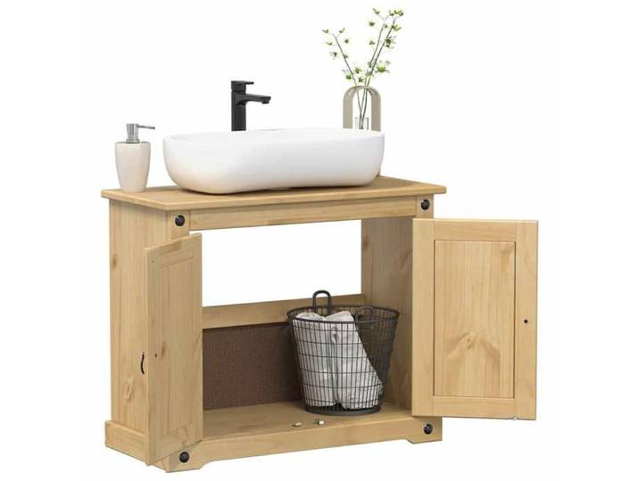 NEW 2026  Meuble lavabo/SUPPORT LAVABO - avec bassin intégré - Corona bois de pin massif 73x33x60 cm L6223