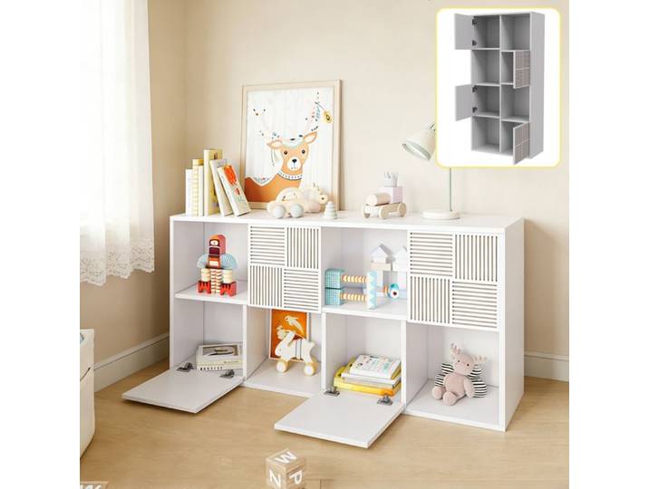 Bibliothèque Bois - Bibliothèque étagère Modulable - Bibliothèque d'angle 6 Niveaux- Pour Enfant Adulte Salon -60x30x125cm -Blanc