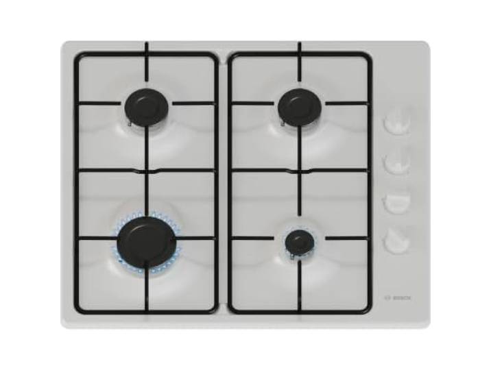 Bosch PBP6B2K80 Serie 2 Gaskochfeld 60 cm, Weiß, 4 Kochfelder