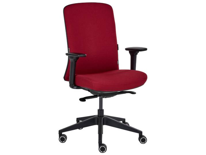 Beliani Bürostuhl Stoff Dunkelrot Kamilon, Dunkelrot, Rot, Schwarz, 60x98x65 cm, Büromöbel, Bürostühle, Drehstühle