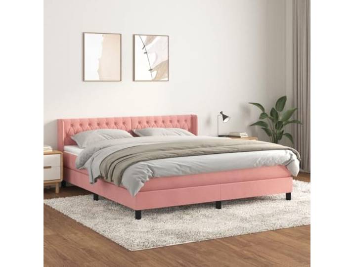 RJPLMFV Lattenrost, Matratze, Rosa, 180 x 200 cm, Velours Verstellbarer Kopf, Taschenfedern, Rückenstütze, luxuriöser Komfort