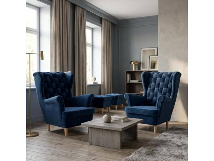 Family Meble 2er-Set Ohrensessel Carol Trinity mit Hockern – Variante Carol Royal 22