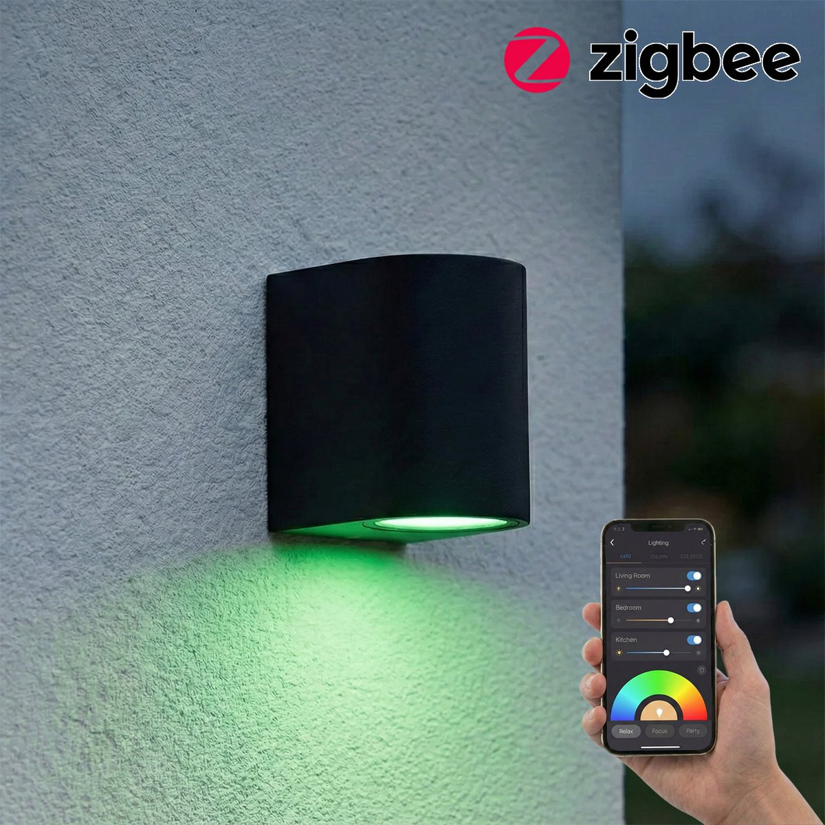 LedLoket Sacramento Smart LED Wandlamp Zigbee Zwart HUE Compatible