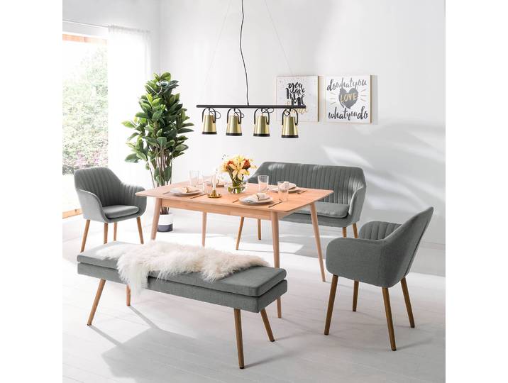 Banc 140 x 48 x 41cm Gris/Granit Tissu Cors: Granite