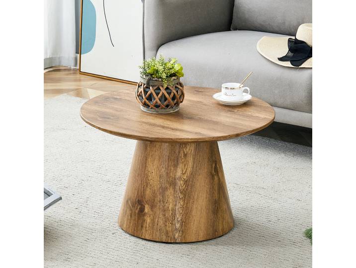 Table Basse Ronde 60 Cm En Mdf Aspect Bois Naturel Havrya
